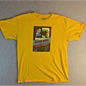 Super Mario Bros Retro Nintendo Graphic TShirt Mens L Yellow Video Game NES